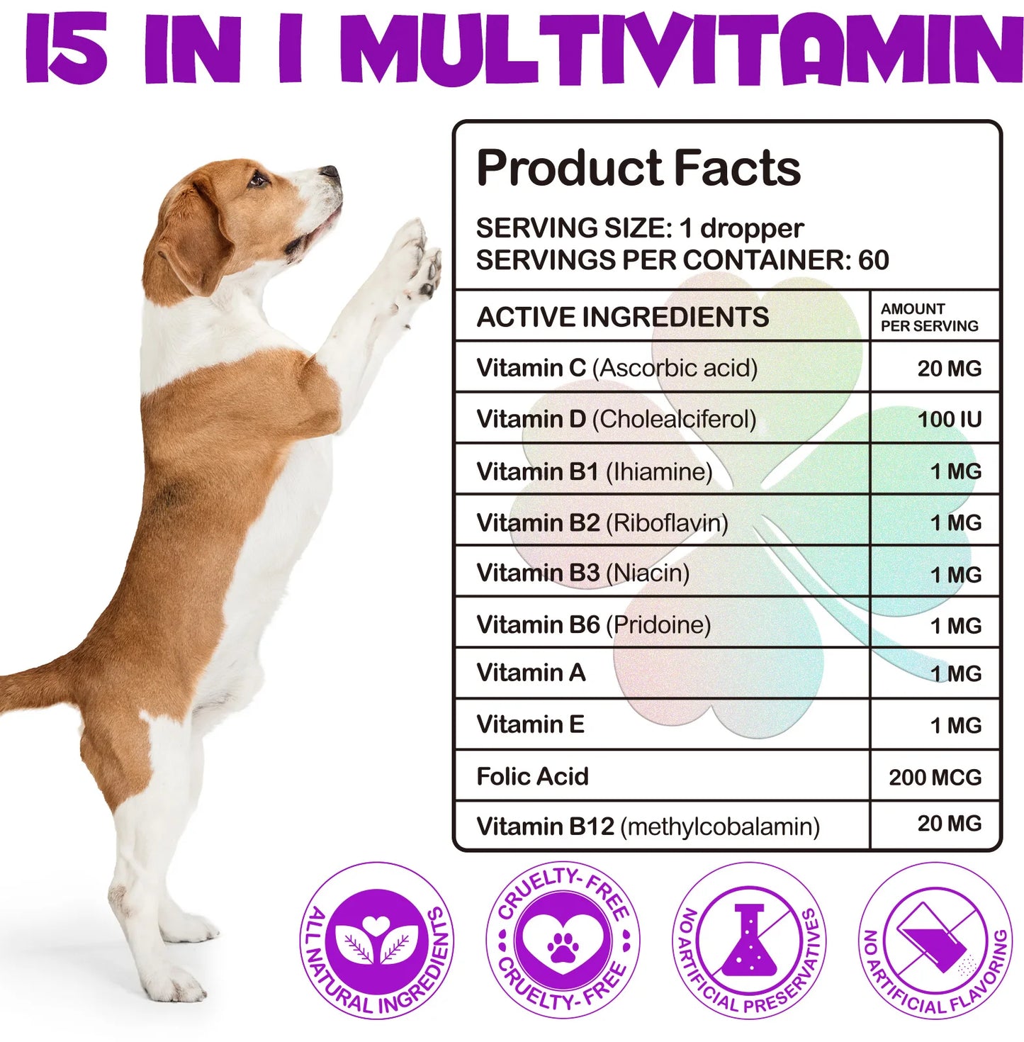 Dog Multivitamin 15-in-1 - Complete Health Support 60ml