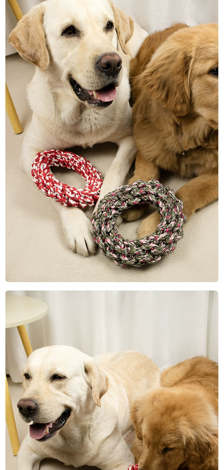 Heavy Duty Rope Dog Toy - Braided Ring Tug of War Dental