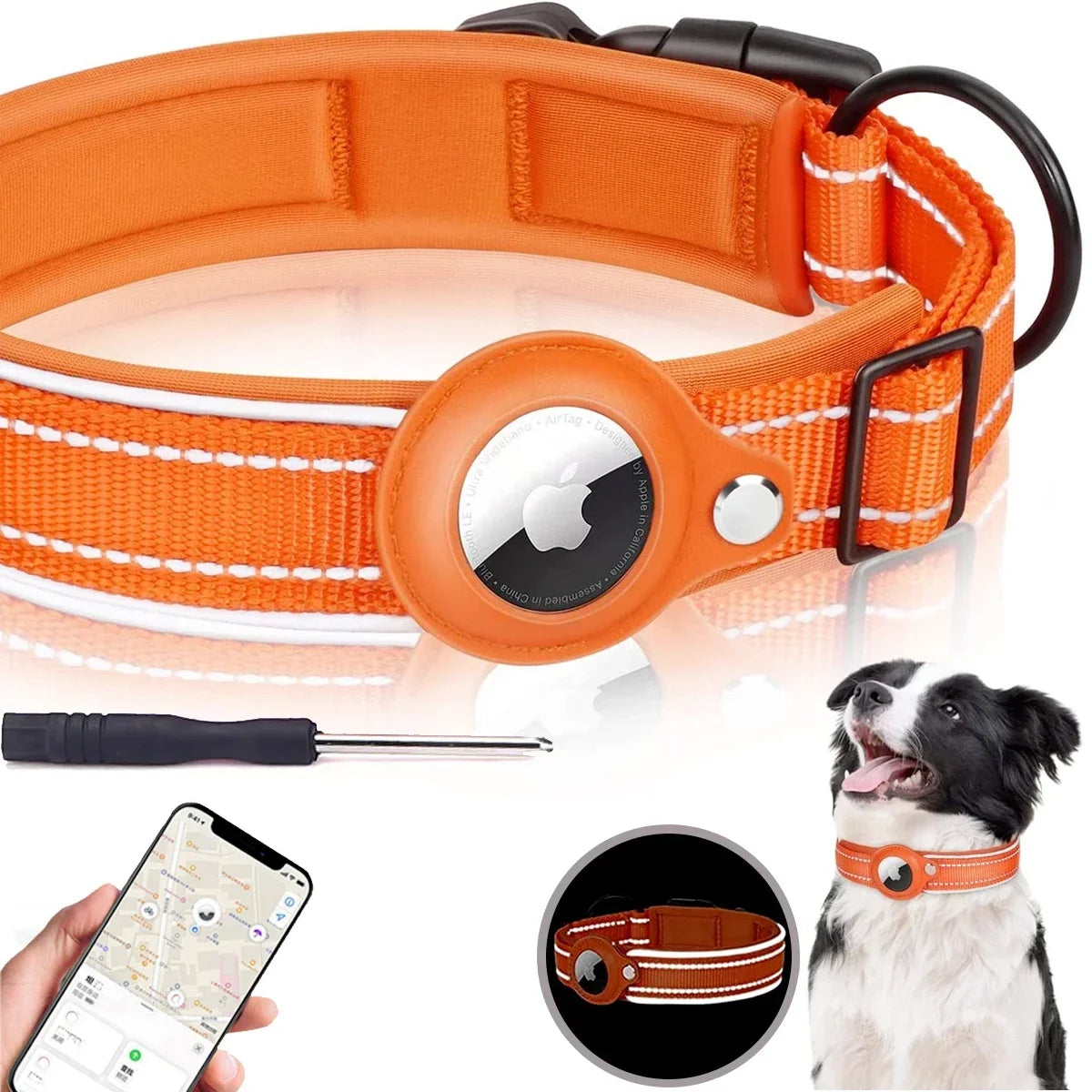 AirTag Dog Collar GPS - Waterproof Pet Tracking Collar