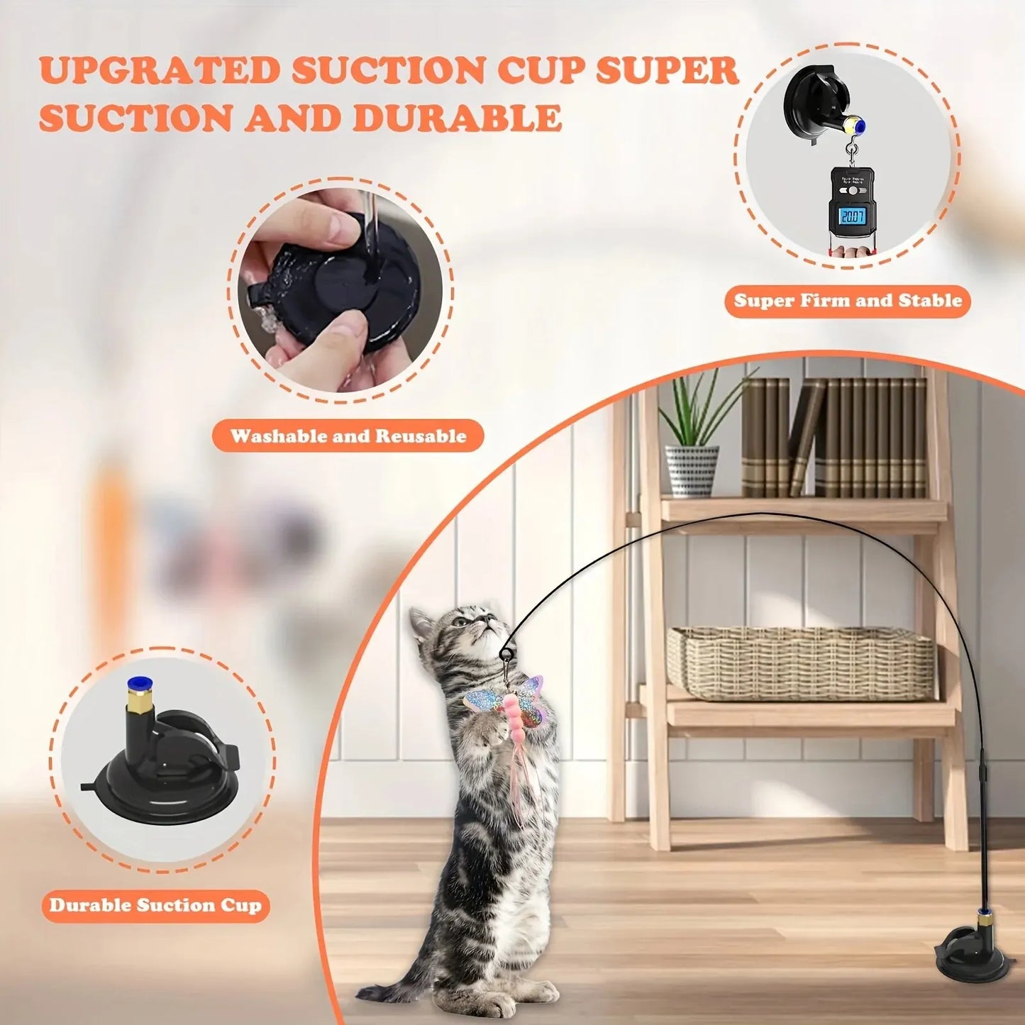 Interactive Cat Feather Wand Toy - Teaser Play Stick