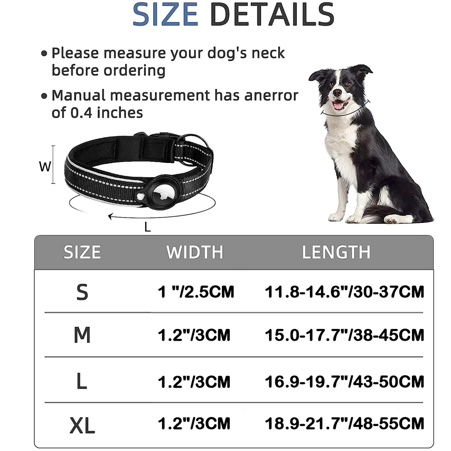 AirTag Dog Collar GPS - Waterproof Pet Tracking Collar
