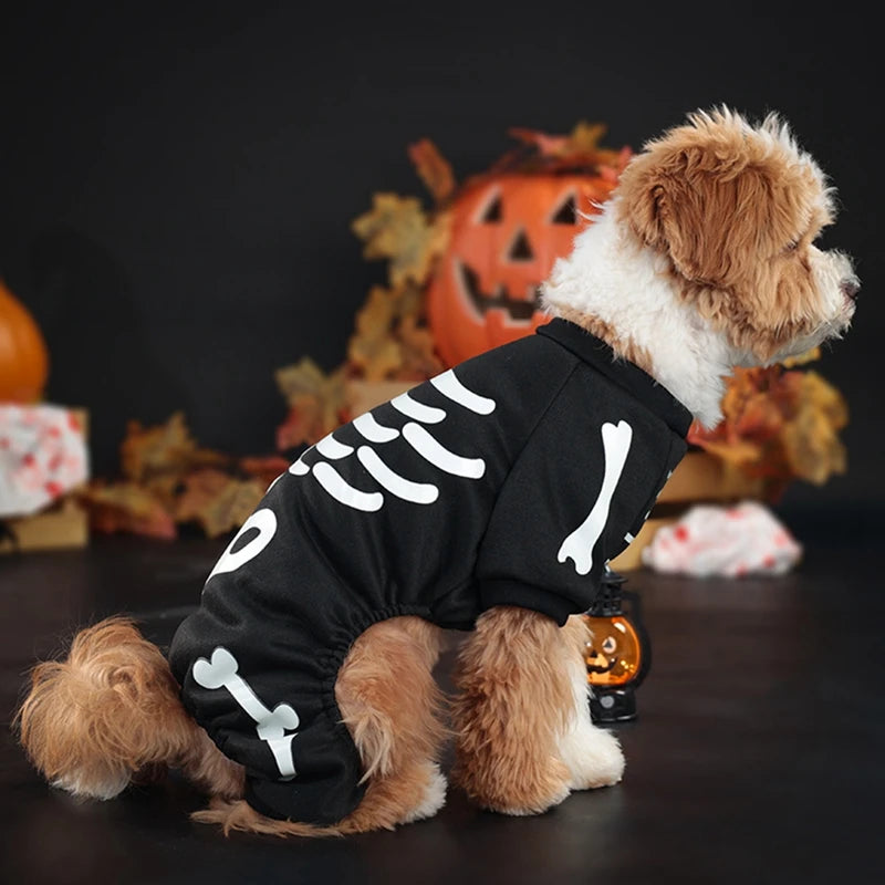 Glow in Dark Skeleton Dog Costume - Halloween Pet Jumpsuit