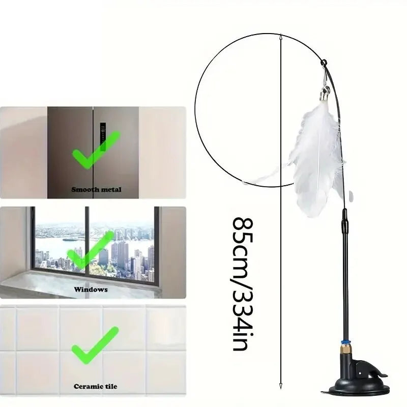 Interactive Cat Feather Wand Toy - Teaser Play Stick