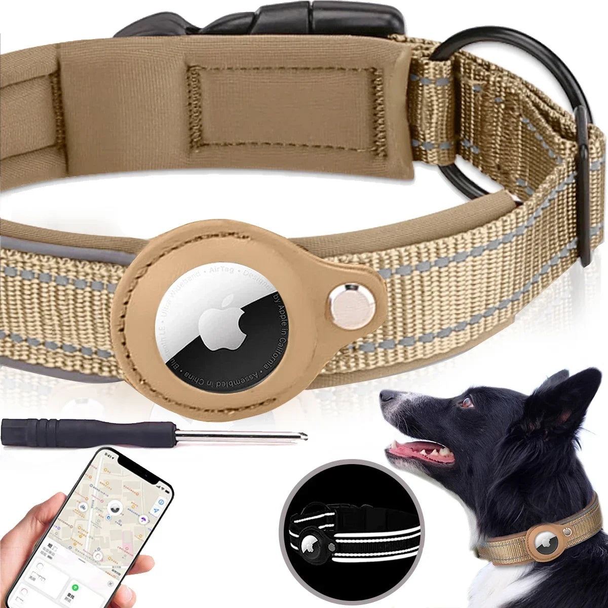 AirTag Dog Collar GPS - Waterproof Pet Tracking Collar