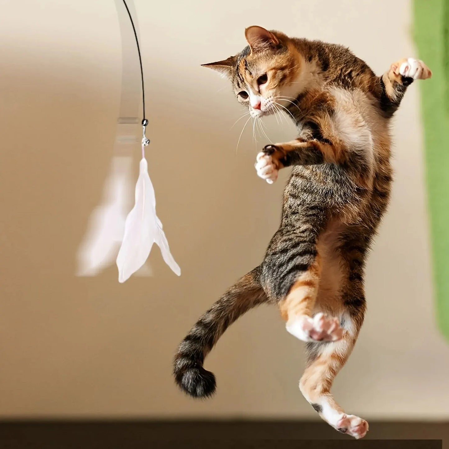 Interactive Cat Feather Wand Toy - Teaser Play Stick