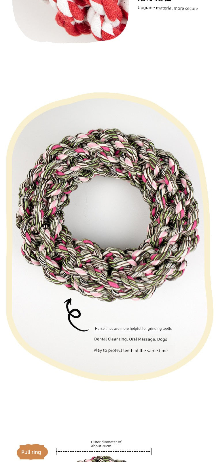 Heavy Duty Rope Dog Toy - Braided Ring Tug of War Dental