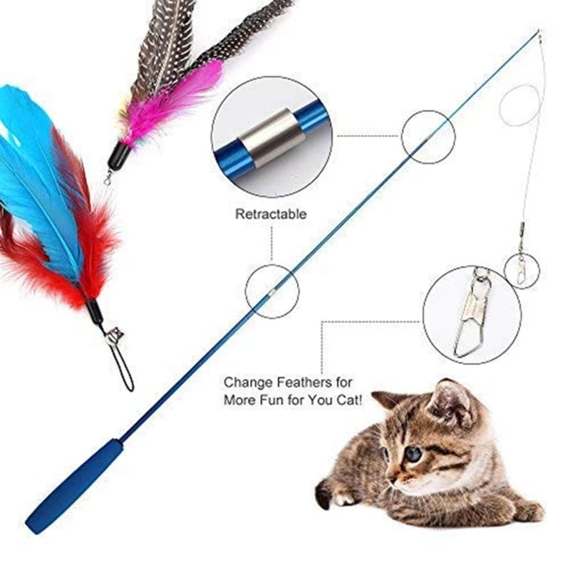 3-Section Cat Teaser Wand - Interactive Play