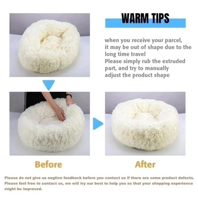 Ultra Soft Round Pet Bed - Washable Plush Dog Cat Bed
