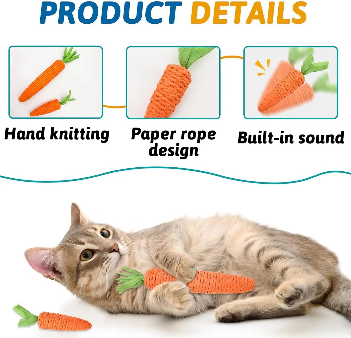 Carrot Cat Toy - Self Entertainment Teething Scratching