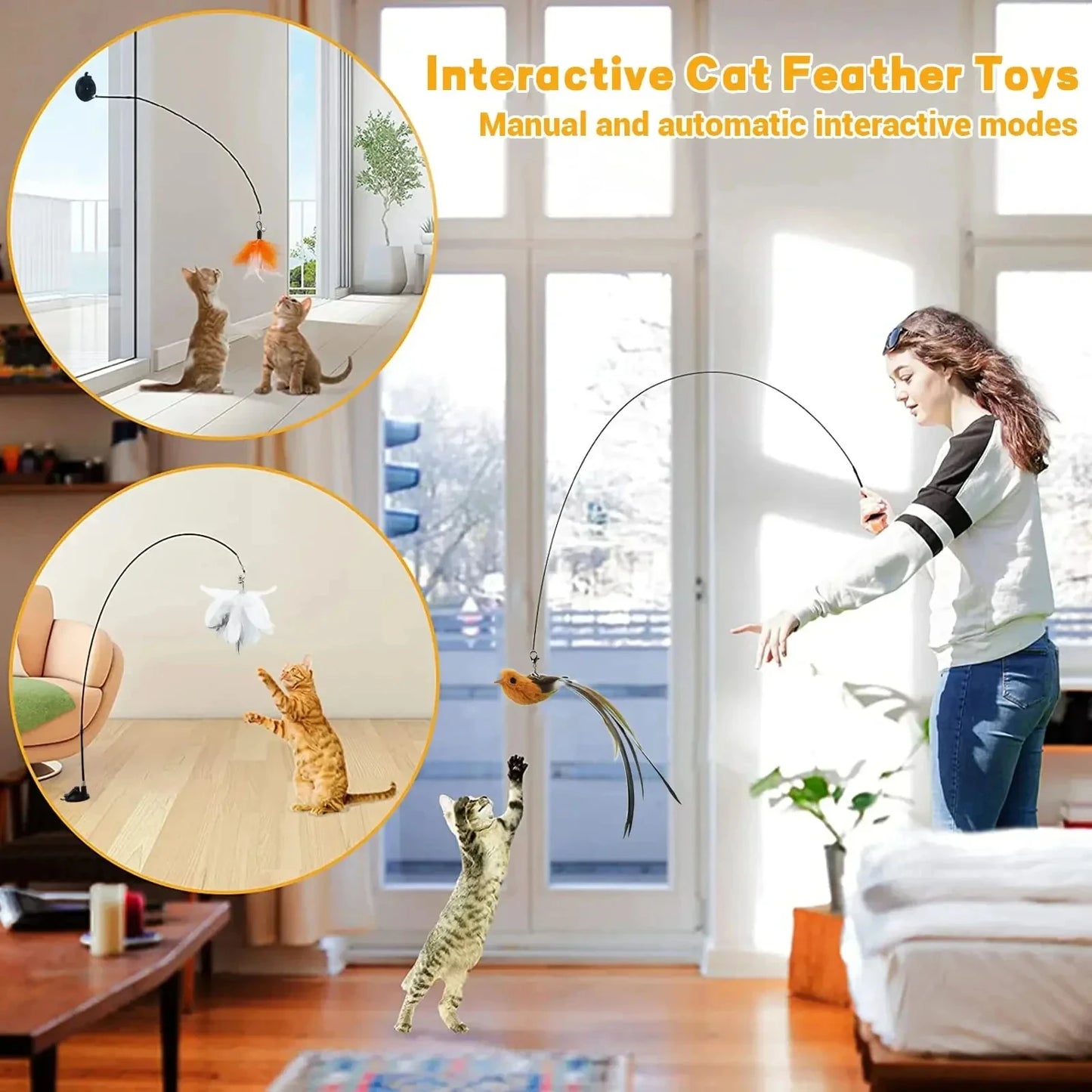 Self Entertainment Cat Toy - Interactive Feather Wand Auto