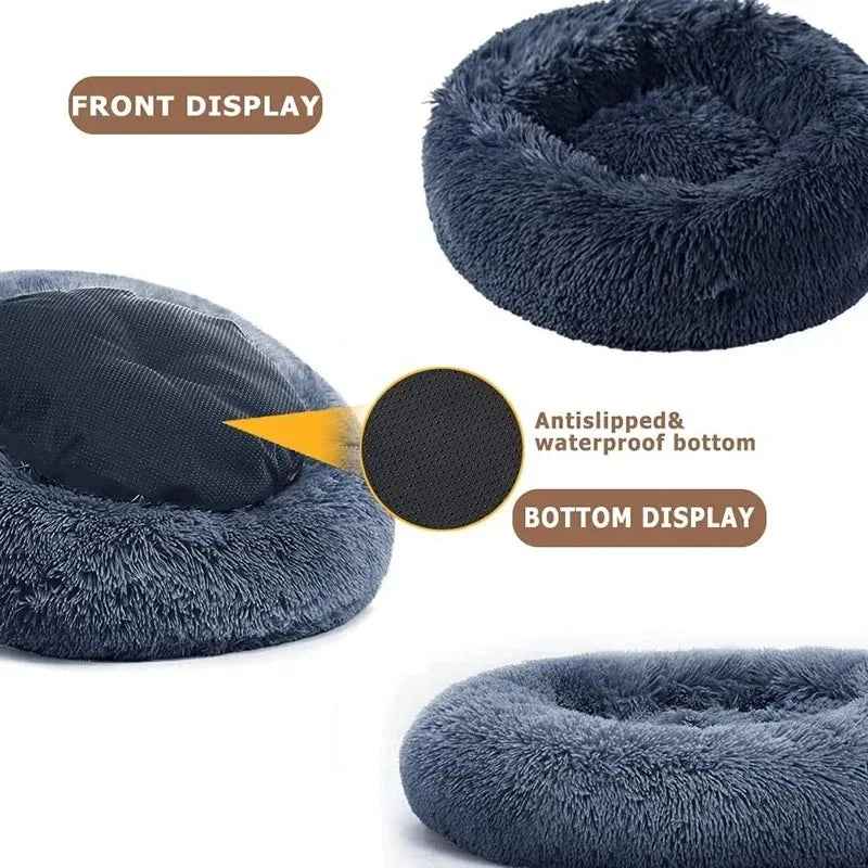 Ultra Soft Round Pet Bed - Washable Plush Dog Cat Bed