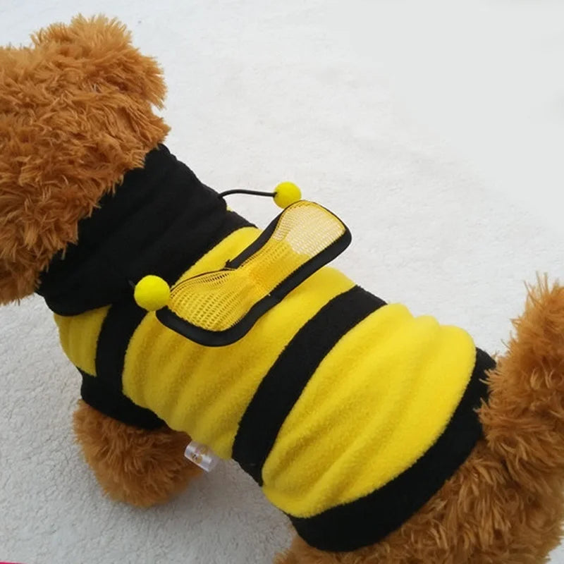 Halloween Bee Dog Costume - Cozy Fleece Hoodie Pet Outfit