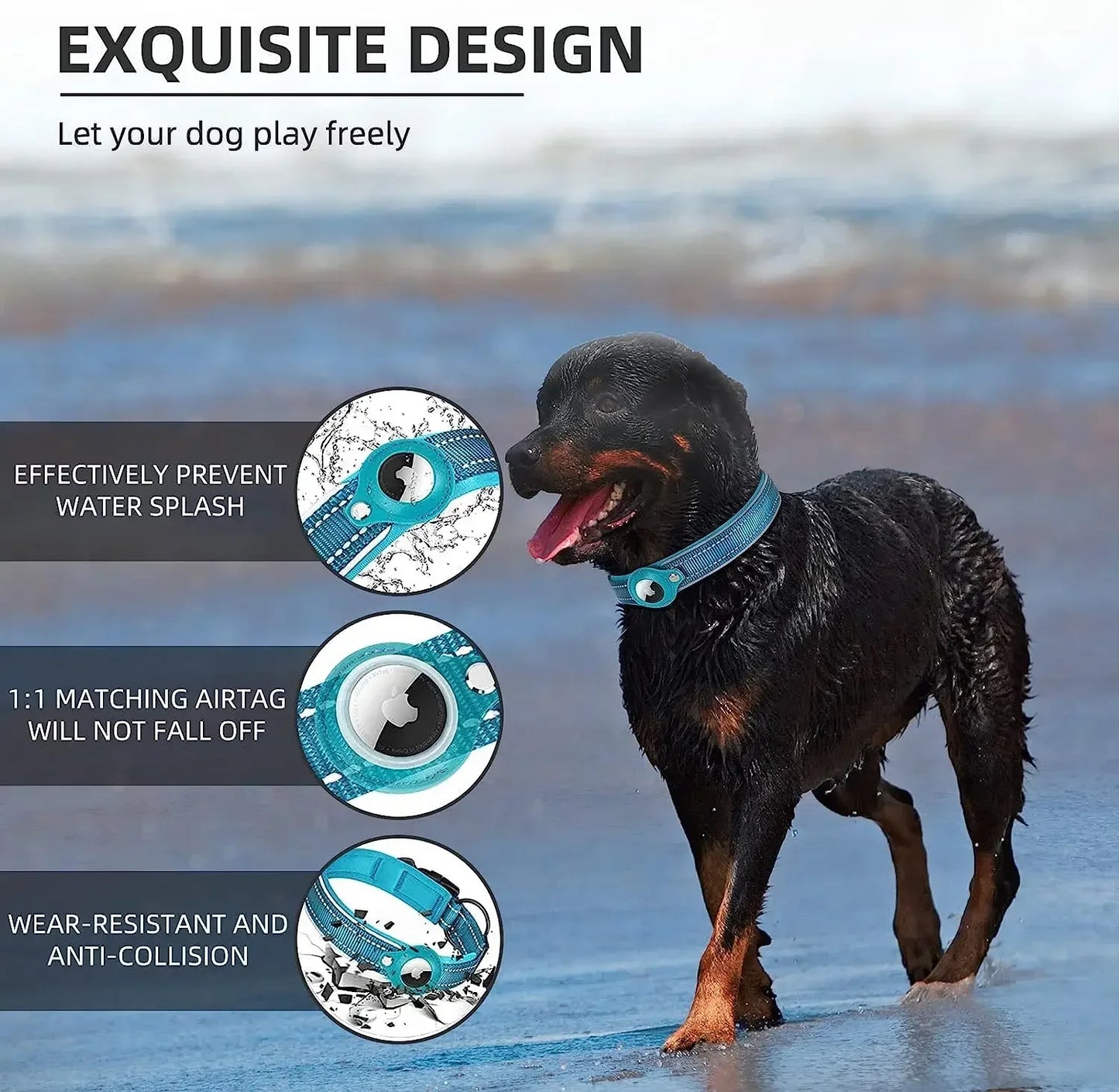 AirTag Dog Collar GPS - Waterproof Pet Tracking Collar