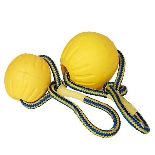 Indestructible Dog Ball Rope Handle - Fetch Training Toy