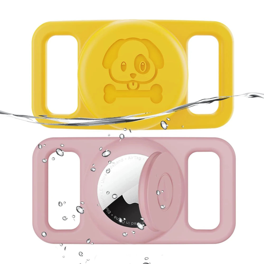 AirTag Pet Collar Holder - Waterproof Silicone GPS Tracker Loop for Dogs & Cats
