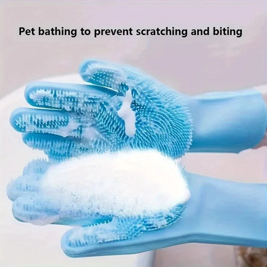 Magic Pet Grooming Gloves - Turn Bath Time Into Bonding Time