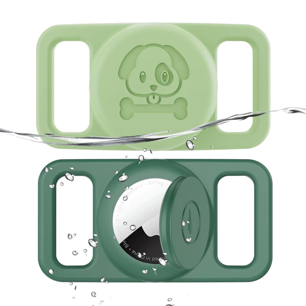 AirTag Pet Collar Holder - Waterproof Silicone GPS Tracker Loop for Dogs & Cats