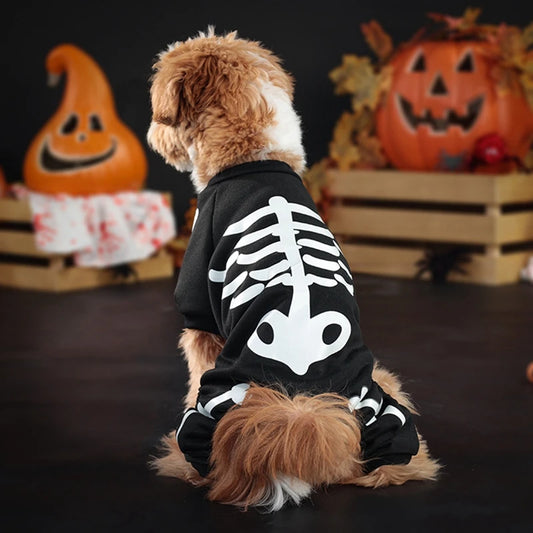 Glow in Dark Skeleton Dog Costume - Halloween Pet Jumpsuit