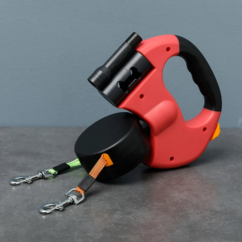 Dual Retractable Dog Leash LED - Tangle Free Two Dog Leash