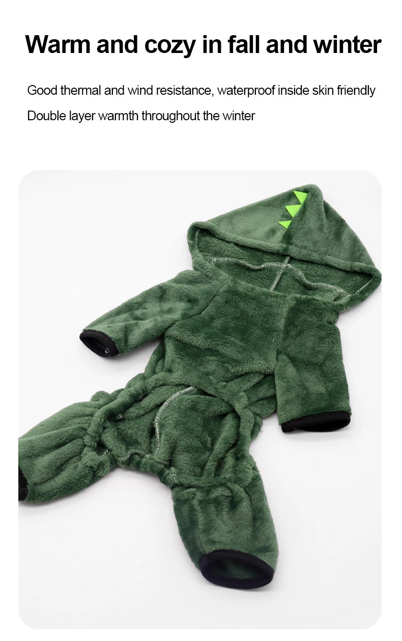 Halloween Dinosaur Dog Costume - Warm Fleece Pet Hoodie
