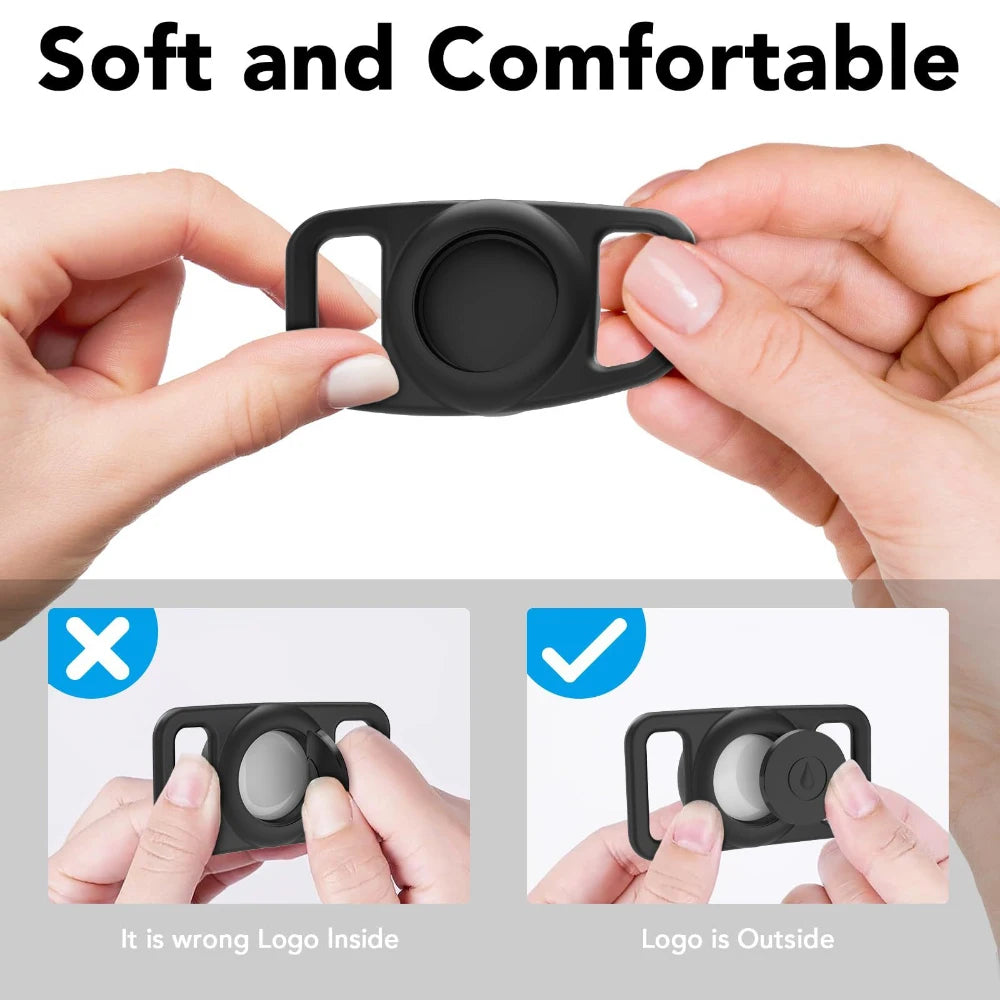AirTag Pet Collar Holder - Waterproof Silicone GPS Tracker Loop for Dogs & Cats