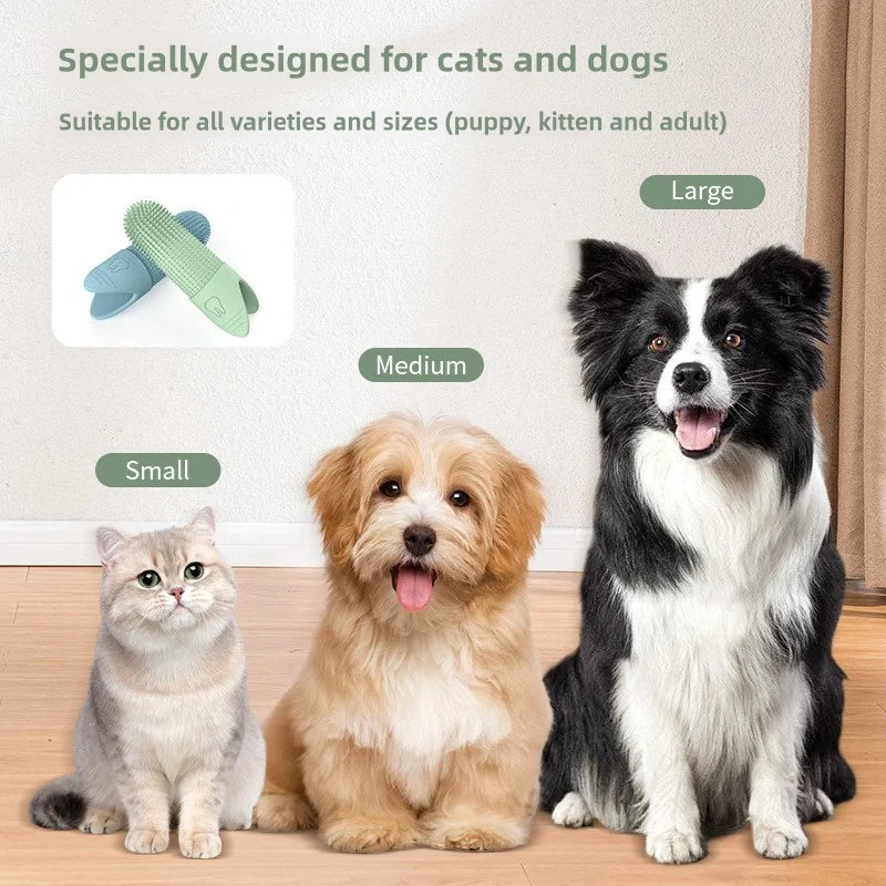 360° Finger Pet Toothbrush - Gentle Dental Care Dogs Cats