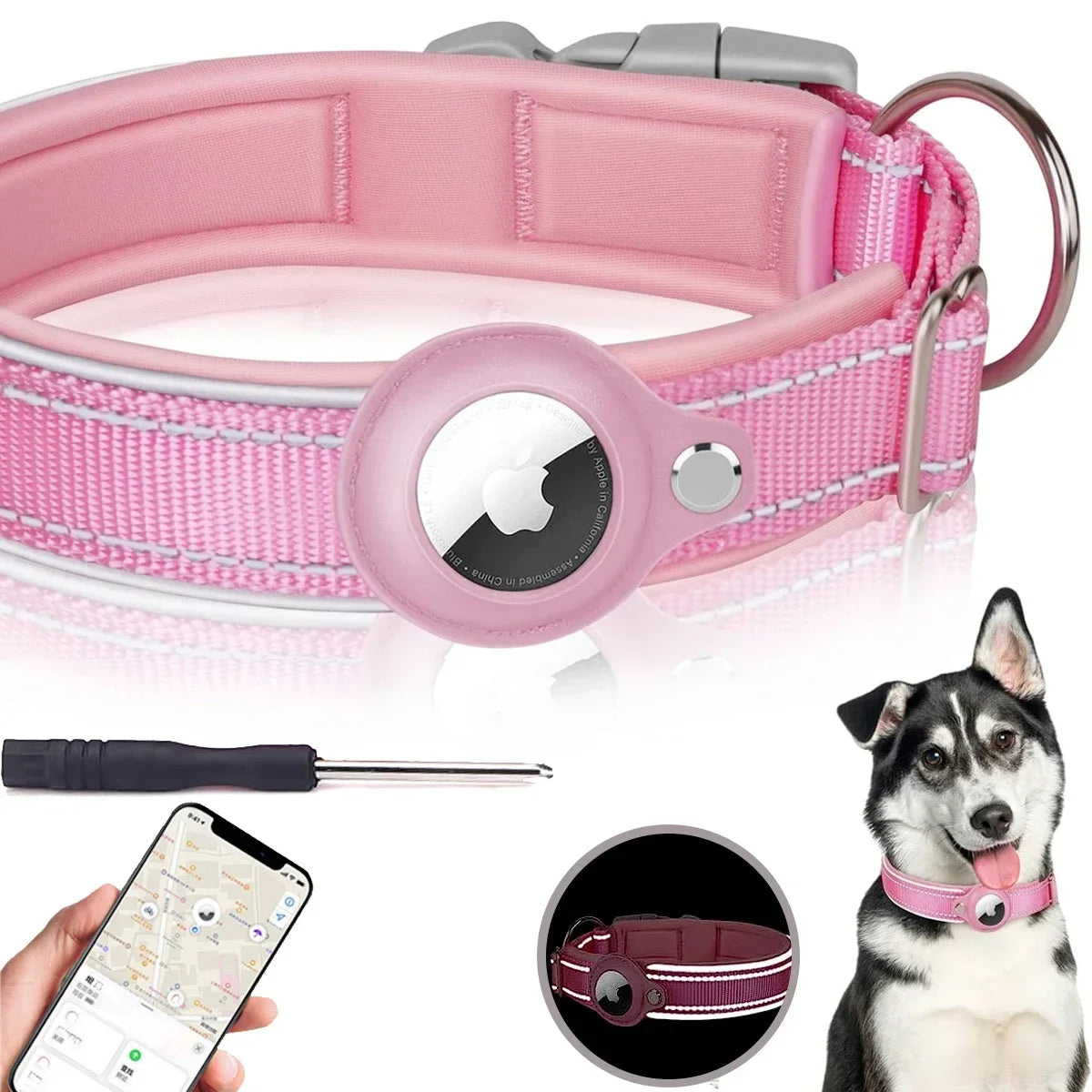 AirTag Dog Collar GPS - Waterproof Pet Tracking Collar