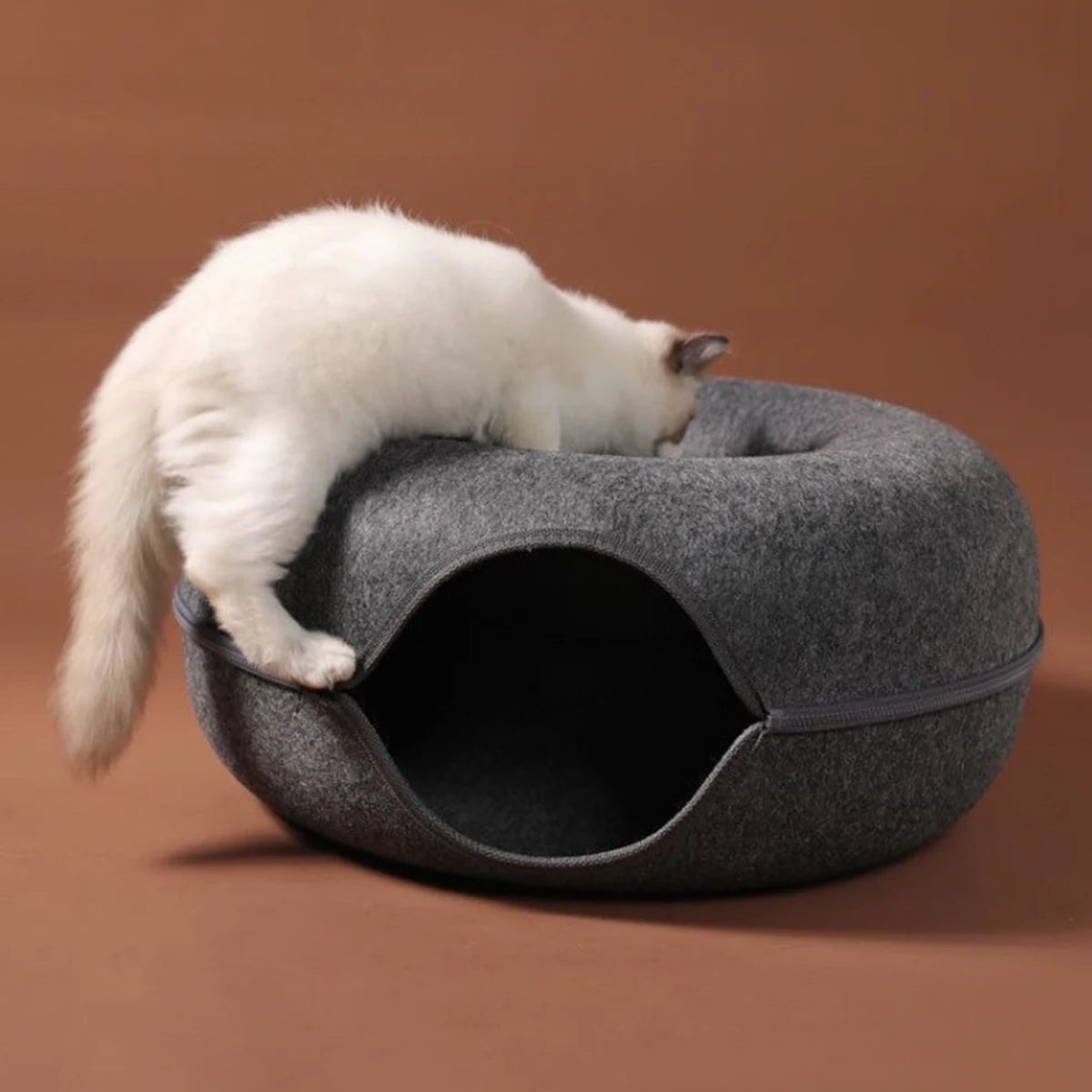 Cat Donut Bed with Tunnel - 2 in 1 Interactive Cat Bed