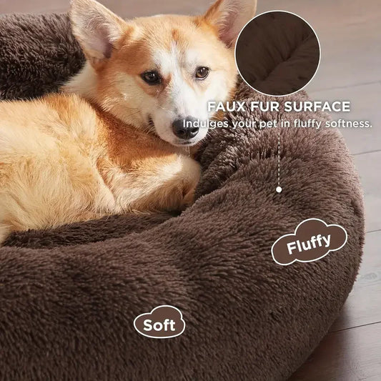 Ultra Soft Round Pet Bed - Washable Plush Dog Cat Bed