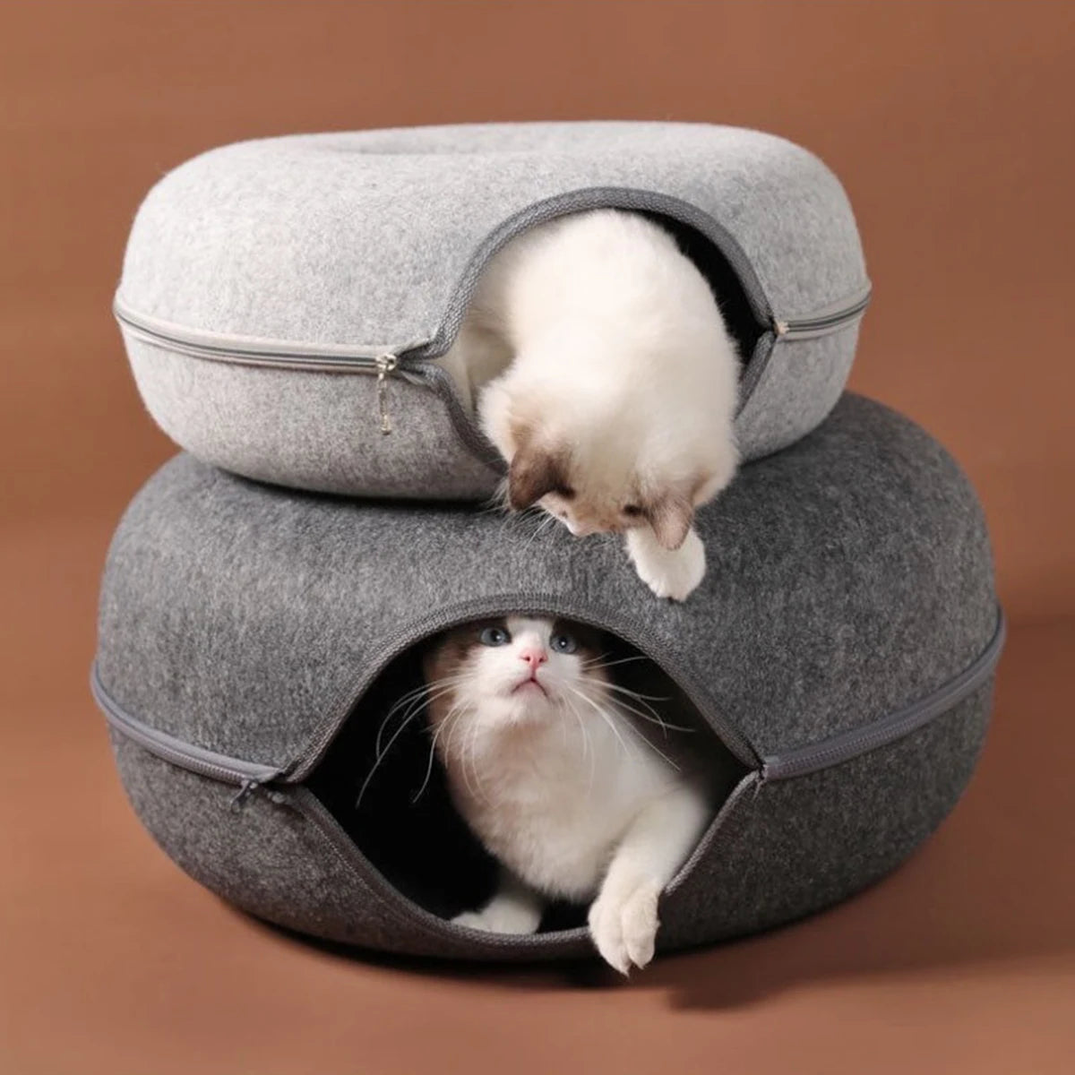 Cat Donut Bed with Tunnel - 2 in 1 Interactive Cat Bed