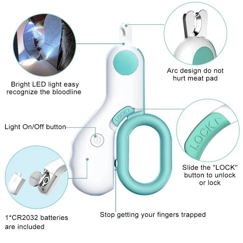 LED Pet Nail Clipper - Professional Safety Trimmer Dogs Cats