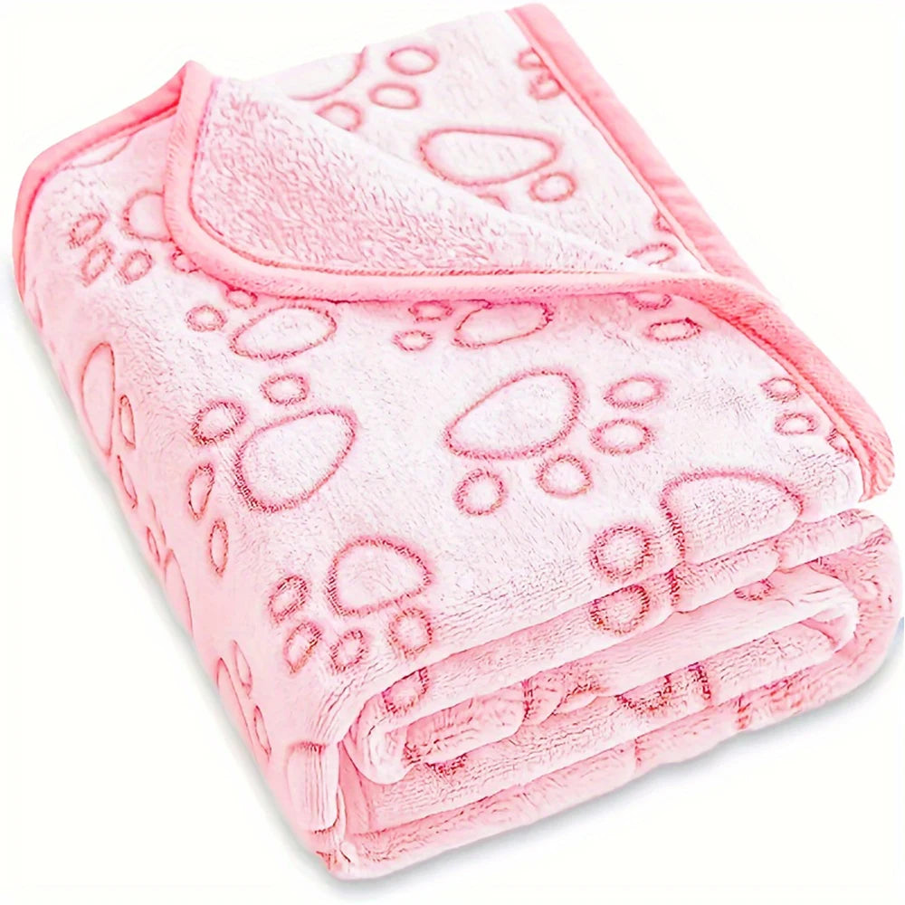 Ultra-Soft Paw Print Pet Blanket - Machine Washable Fleece