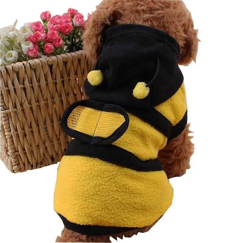 Halloween Bee Dog Costume - Cozy Fleece Hoodie Pet Outfit