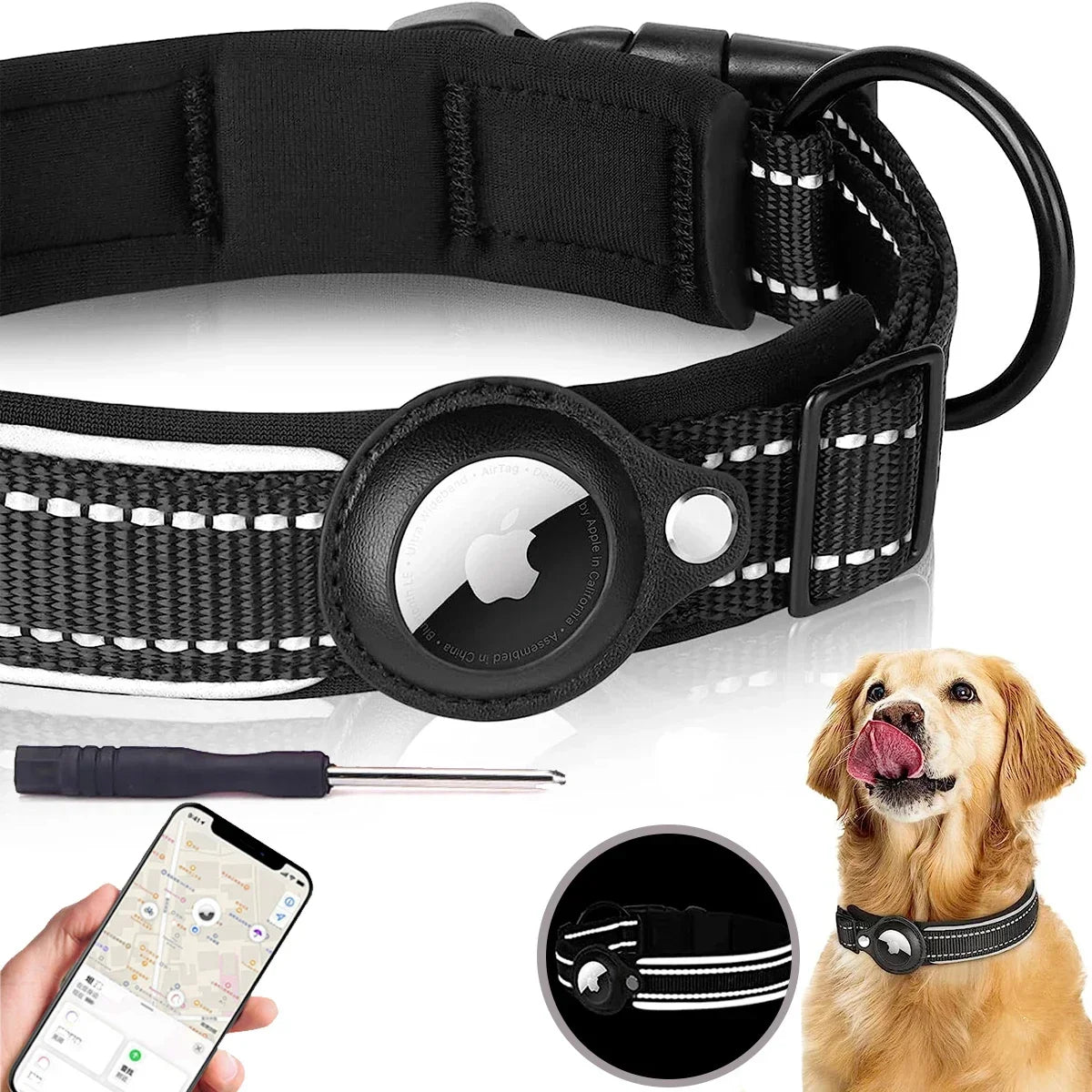 AirTag Dog Collar GPS - Waterproof Pet Tracking Collar