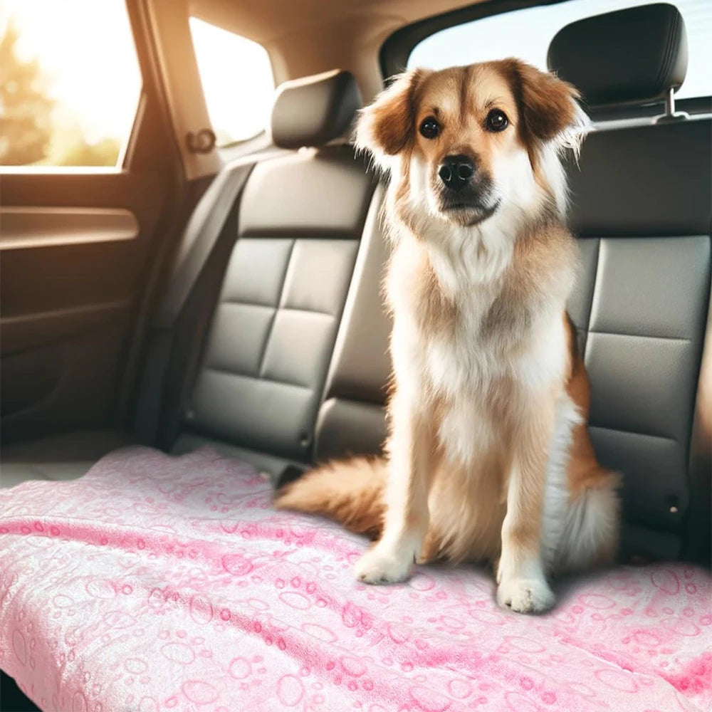 Ultra-Soft Paw Print Pet Blanket - Machine Washable Fleece