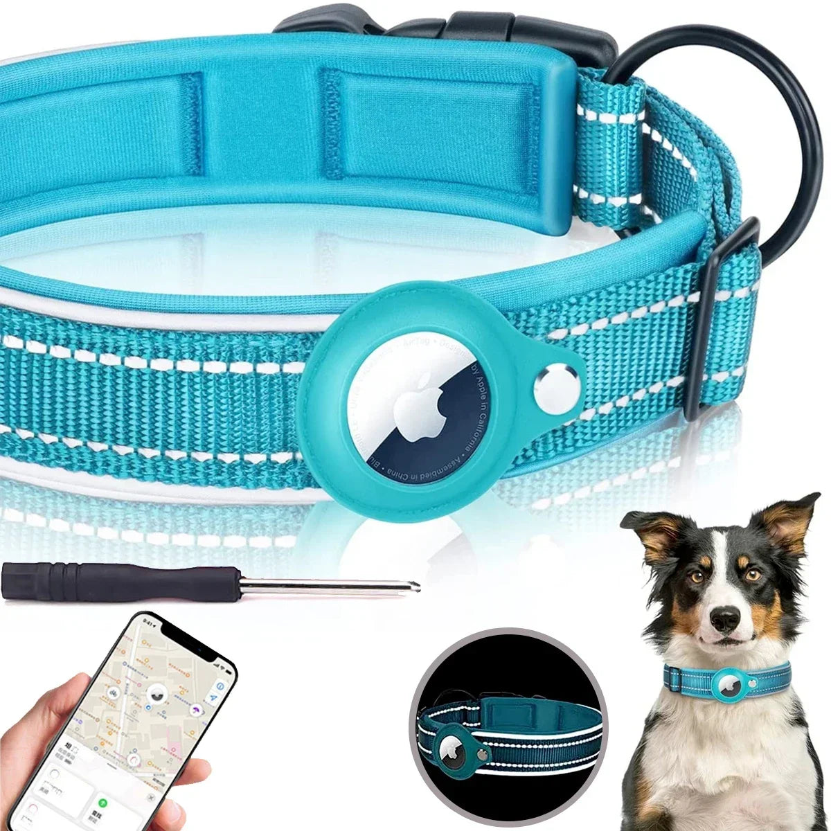 AirTag Dog Collar GPS - Waterproof Pet Tracking Collar