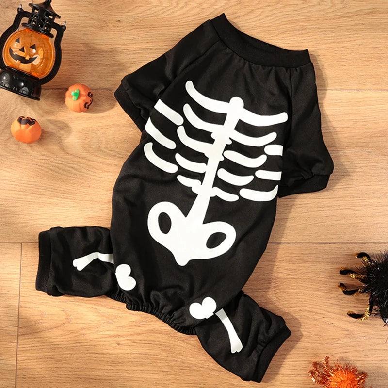 Glow in Dark Skeleton Dog Costume - Halloween Pet Jumpsuit