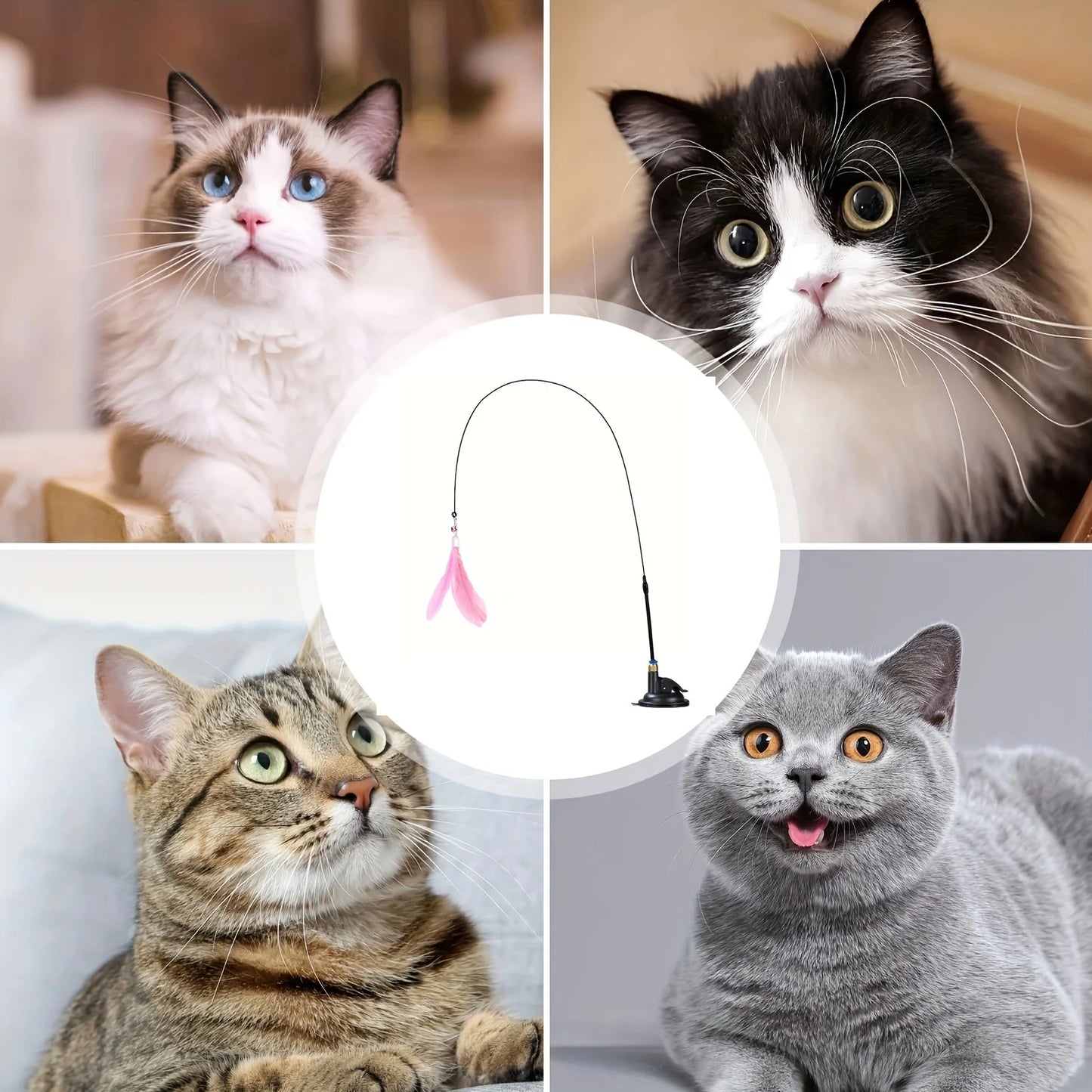 Interactive Cat Feather Wand Toy - Teaser Play Stick