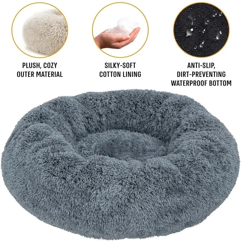 Ultra Soft Round Pet Bed - Washable Plush Dog Cat Bed