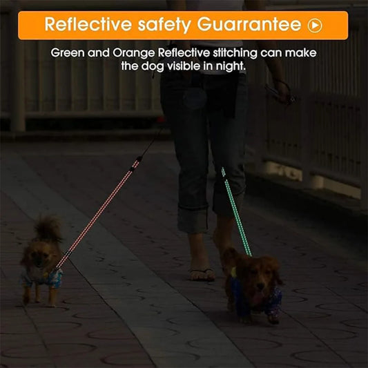 Dual Retractable Dog Leash LED - Tangle Free Two Dog Leash