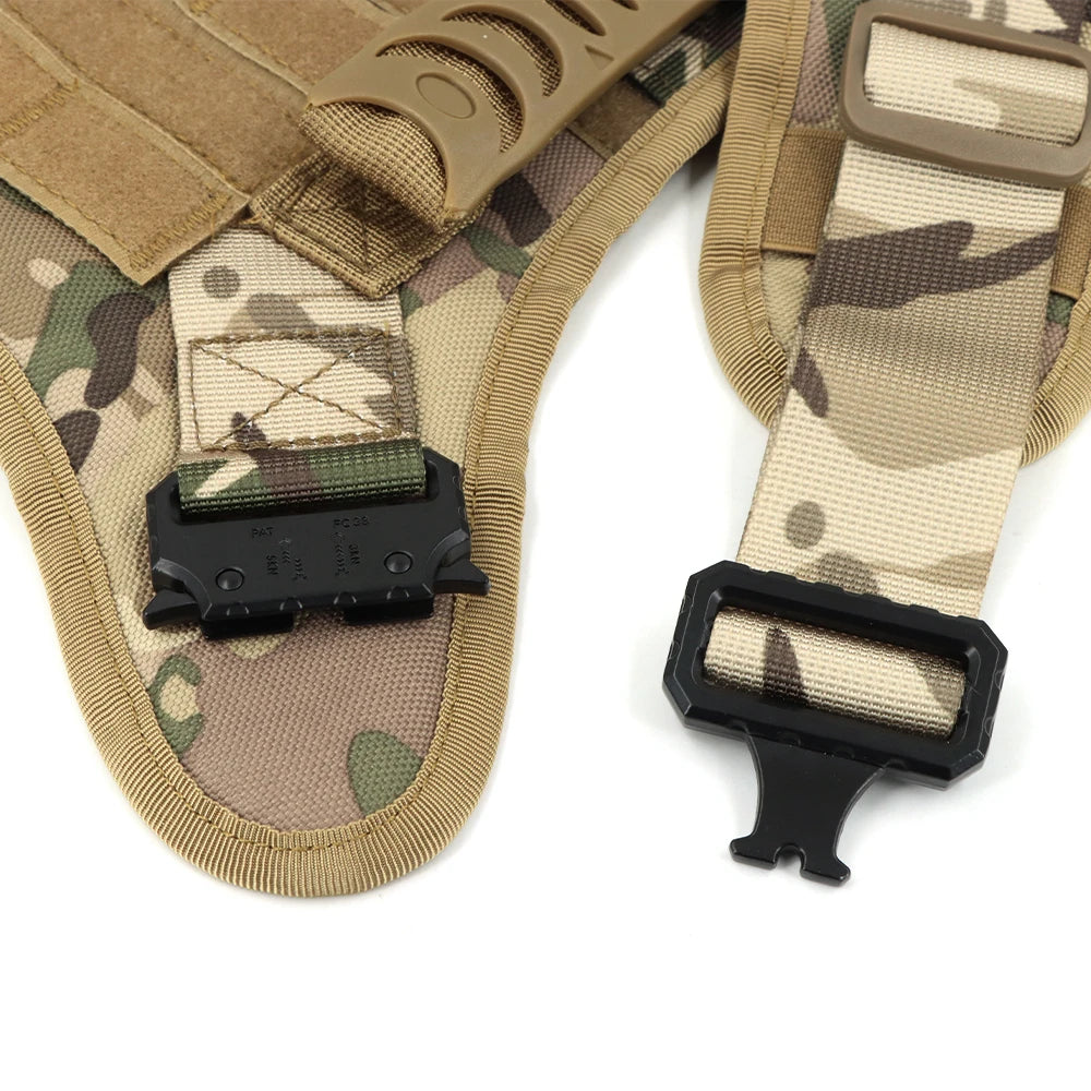No Pull Tactical Dog Harness Set for Large Dogs – Military Style Harness with Leash, Collar & Patches