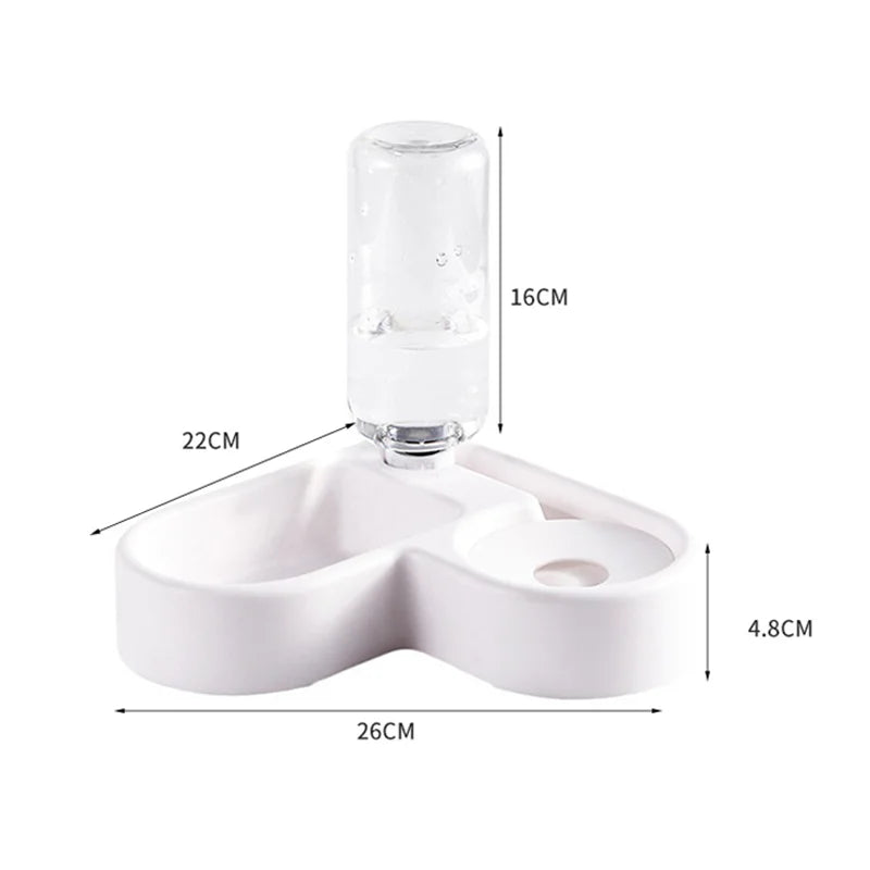 Automatic Pet Bowl Dual Chamber - Cat Dog Food Water Feeder