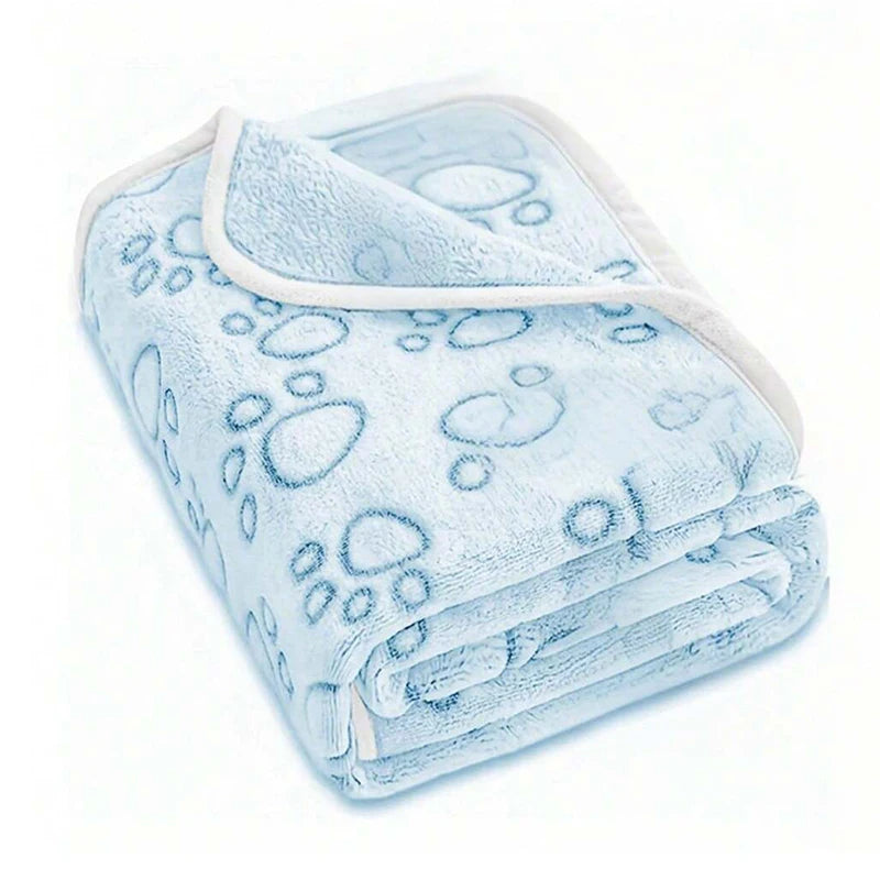 Ultra-Soft Paw Print Pet Blanket - Machine Washable Fleece