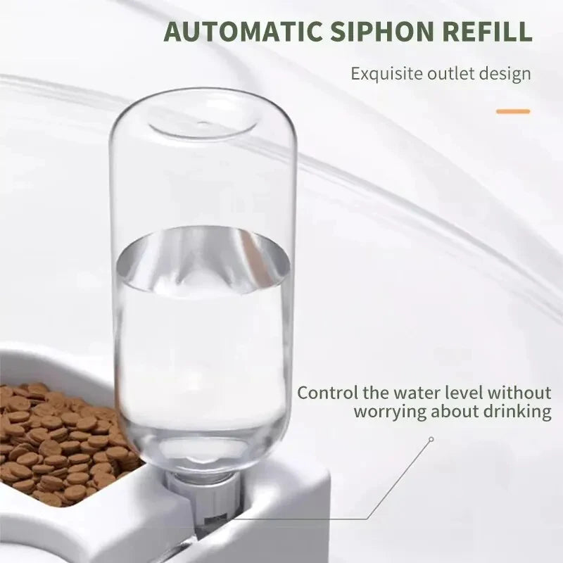 Automatic Pet Bowl Dual Chamber - Cat Dog Food Water Feeder