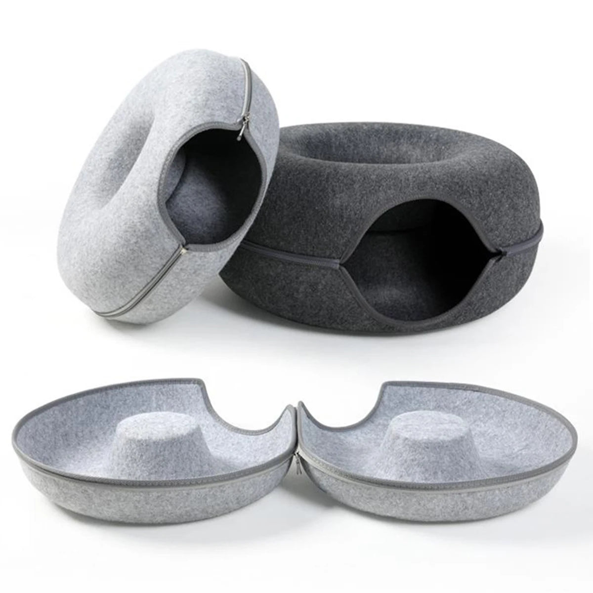 Cat Donut Bed with Tunnel - 2 in 1 Interactive Cat Bed
