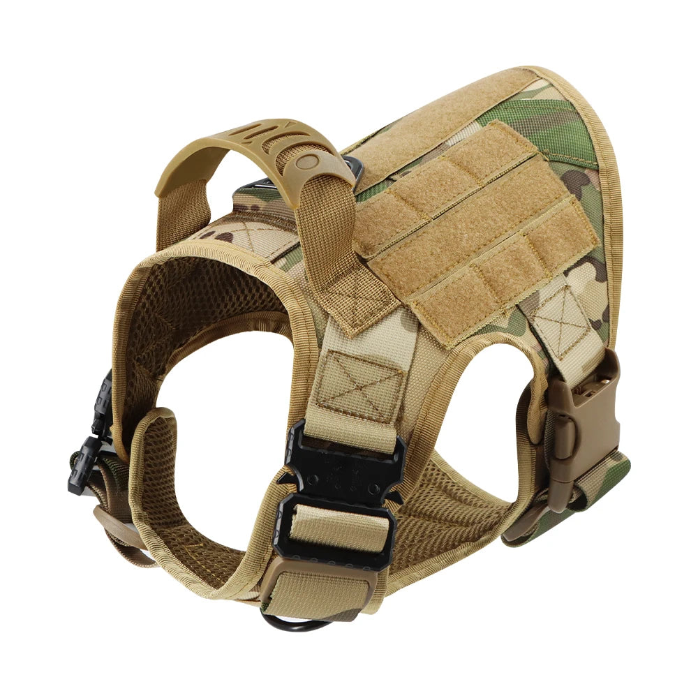 No Pull Tactical Dog Harness Set for Large Dogs – Military Style Harness with Leash, Collar & Patches