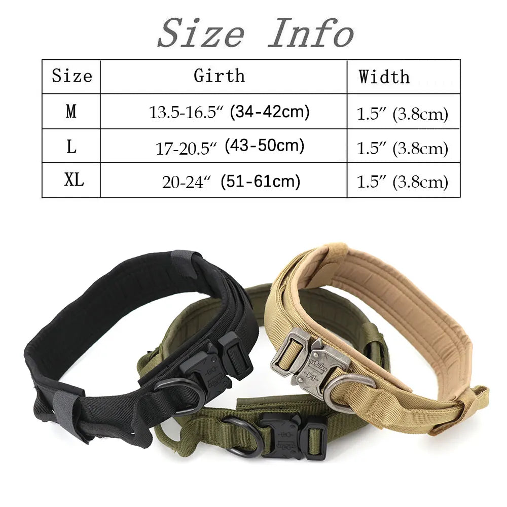 No Pull Tactical Dog Harness Set for Large Dogs – Military Style Harness with Leash, Collar & Patches