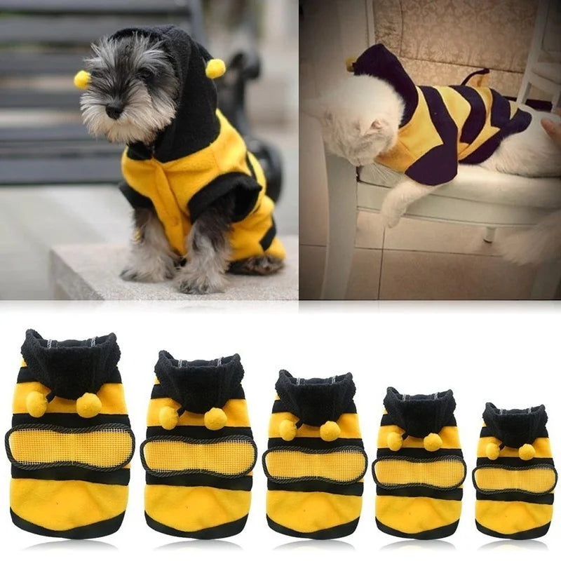 Halloween Bee Dog Costume - Cozy Fleece Hoodie Pet Outfit
