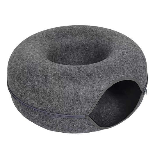 Cat Donut Bed with Tunnel - 2 in 1 Interactive Cat Bed