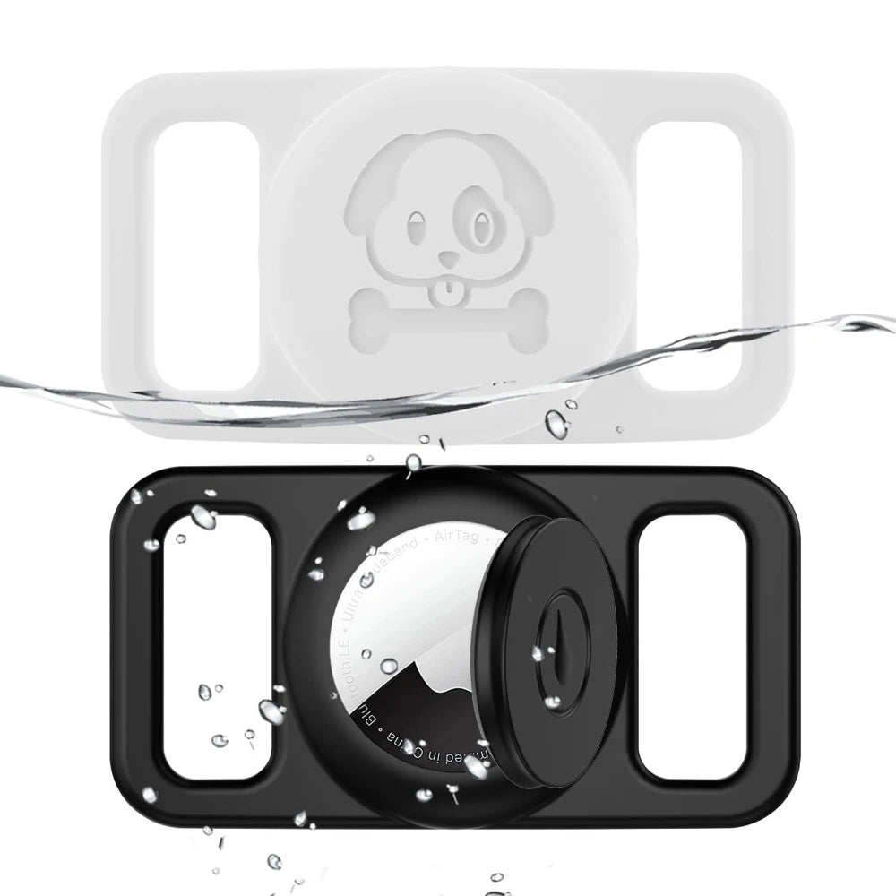 AirTag Pet Collar Holder - Waterproof Silicone GPS Tracker Loop for Dogs & Cats